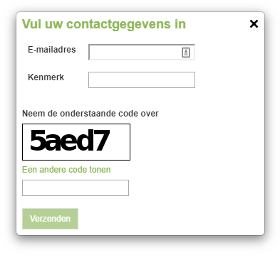 Screenshot van contactgegevens formulier