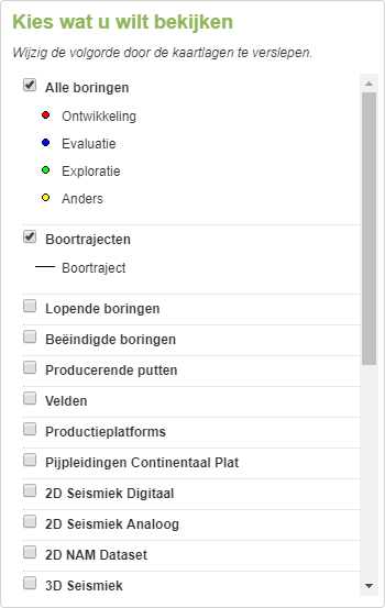 Screenshot van overzicht met kaartlagen